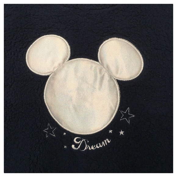 New Disney Mickey Mouse Sherpa Pullover Silver Foil Long Sleeve Girls Blue XL - Picture 5 of 8